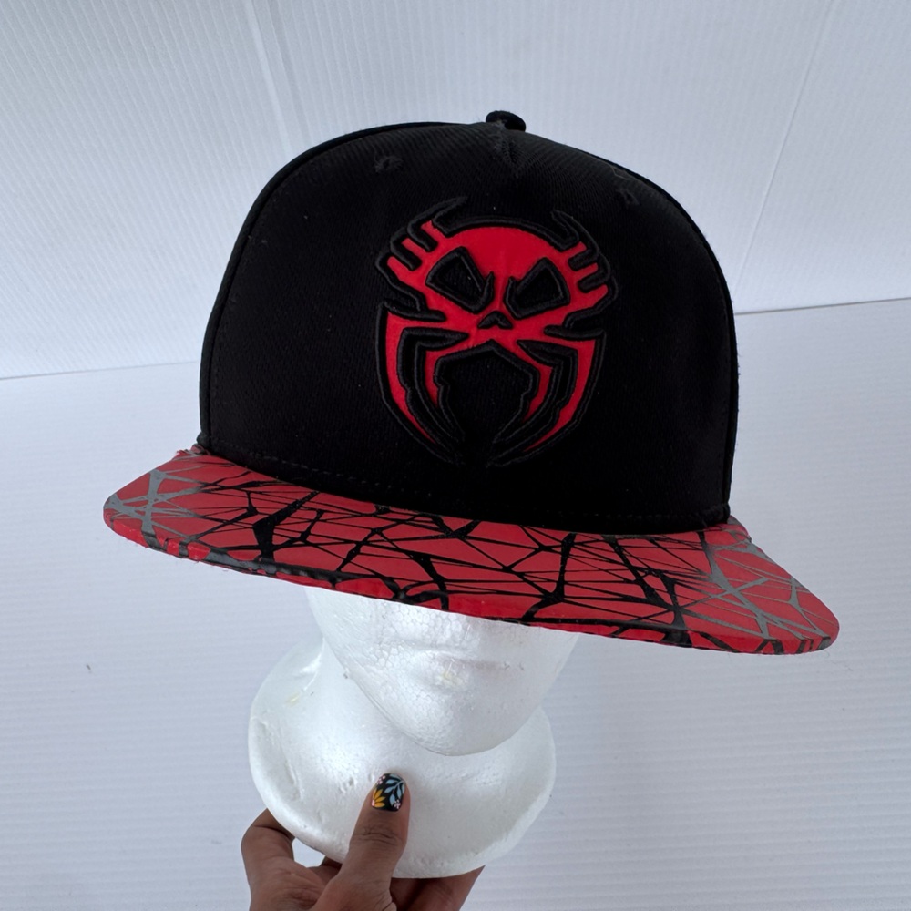 Marvel Spider-Man 2099 Snapback Hat Black Red Web Flat Bill Cap Adjustable